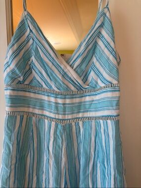 M Juniors miami Blue & White Striped Summer romper adjustable straps